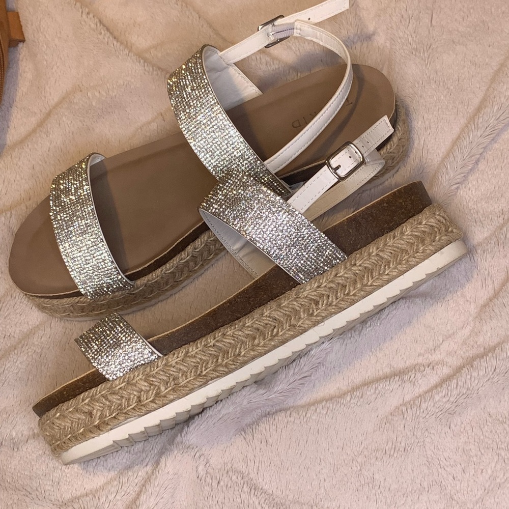 size 10w rhinestones platform sandals